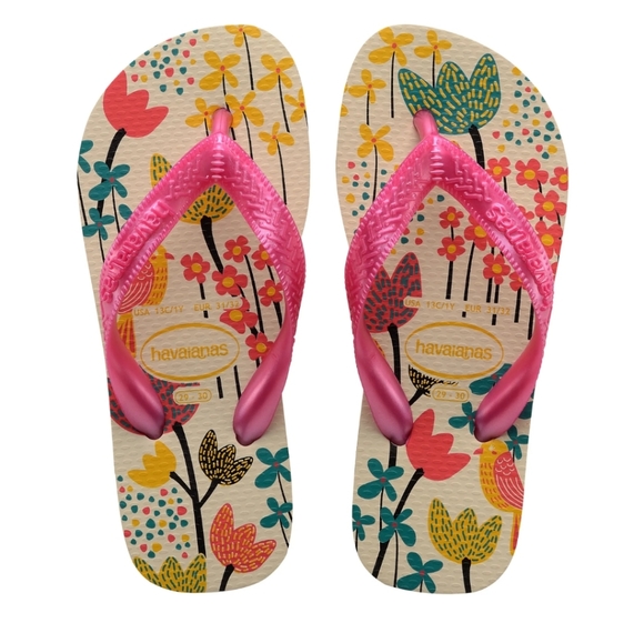 NWT Girl's Havaianas Flores Flip-flops - Picture 1 of 8